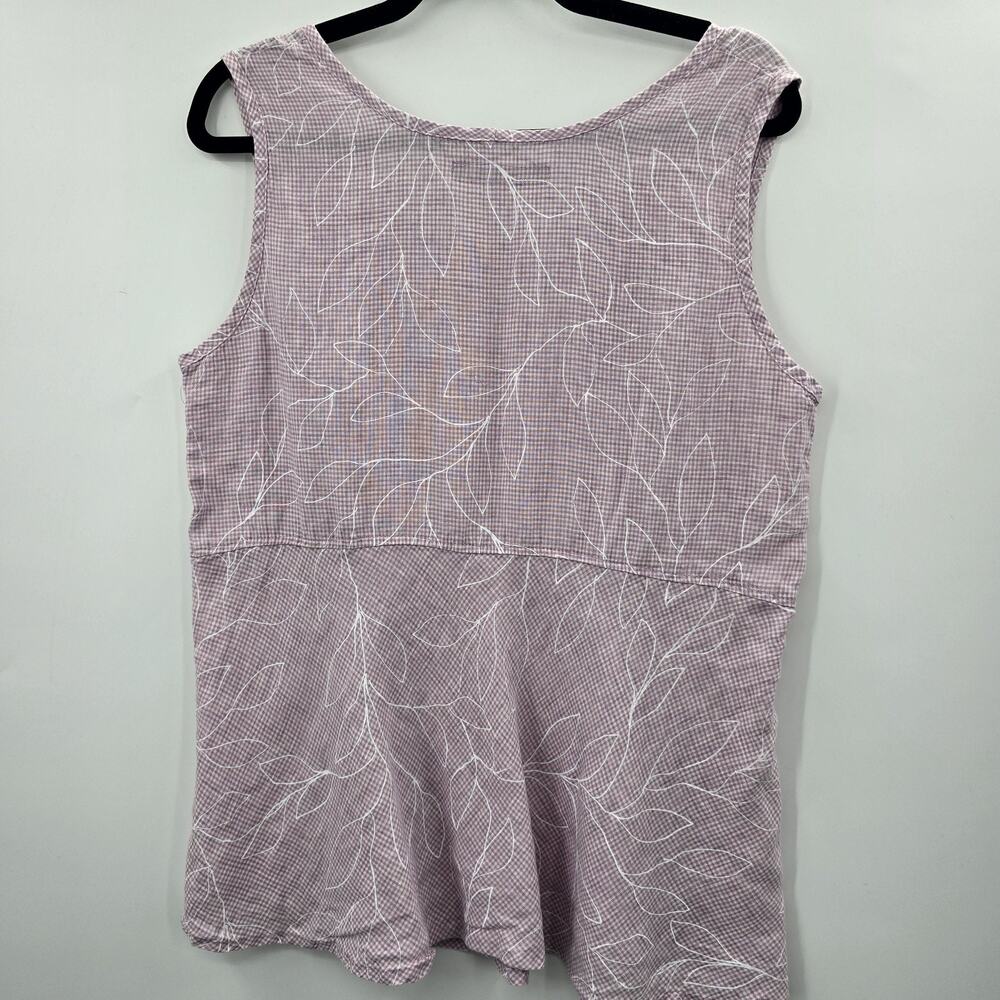 FLAX Pink Floral Linen Tunic Tank Top Womens Medium - Picture 4 of 7